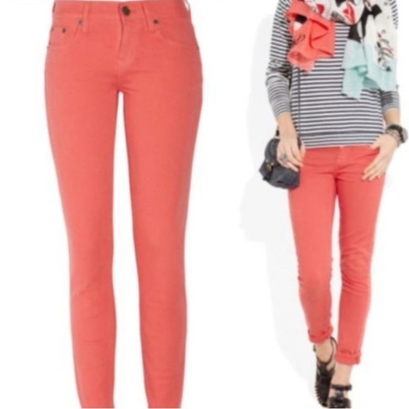 J. Crew Toothpick Ankle Jeans in Salmon Pink Garment Dyed Twill Size 28 - Picture 5 of 7